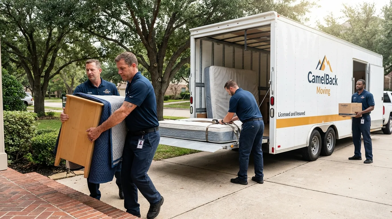Crew loading residential truck for cross-state move from Arapahoe, WY