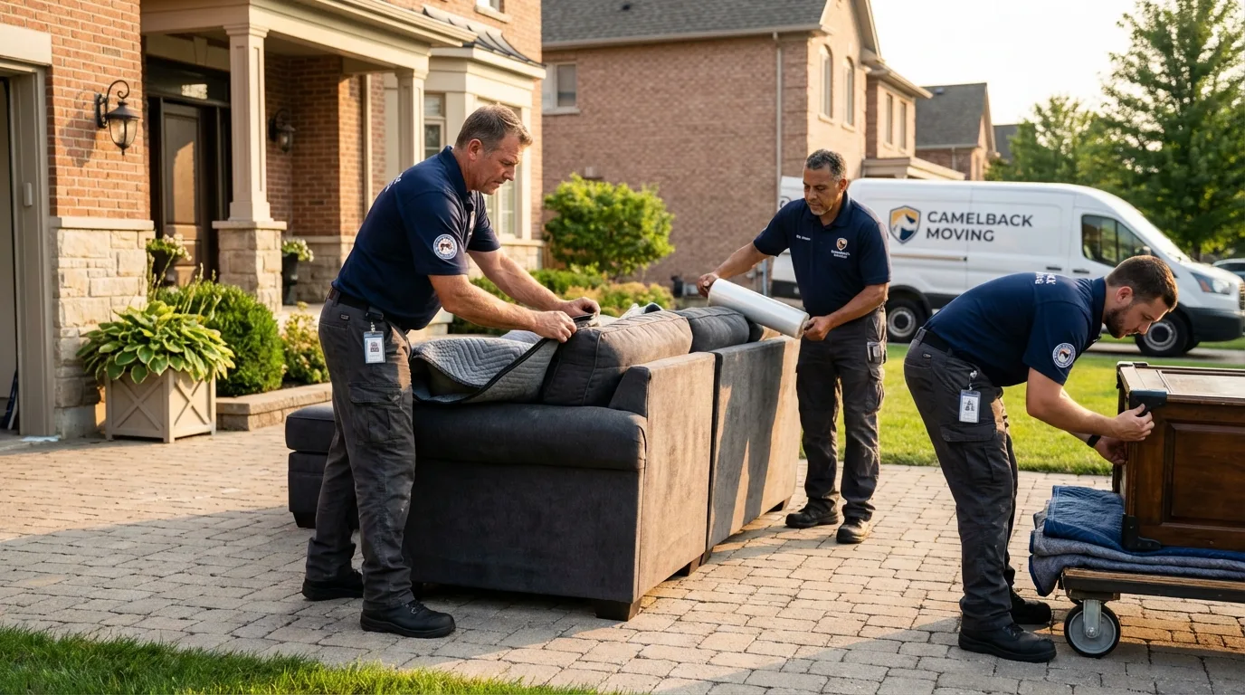Large estate moving crew wrapping furniture in Arapahoe, WY