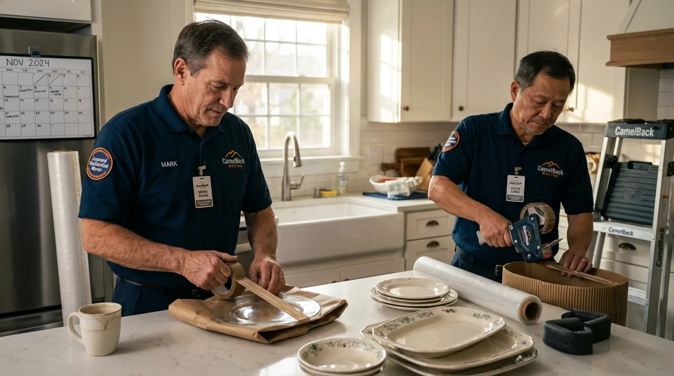 Professional crew packing kitchen dishware in Arapahoe, WY
