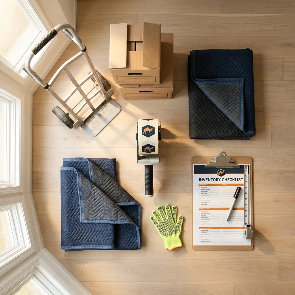 Professional moving supplies and packing materials layout for Arapahoe residential relocations